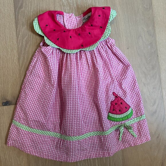 Rare Editions Girls Watermelon Gingham Dress - 2T - Picture 1 of 5